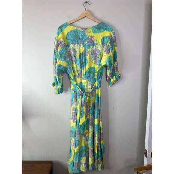 NWT Faithfull the Brand Rafa Front Button Elastic Cuff Midi Dress Lera Floral - Picture 6 of 7